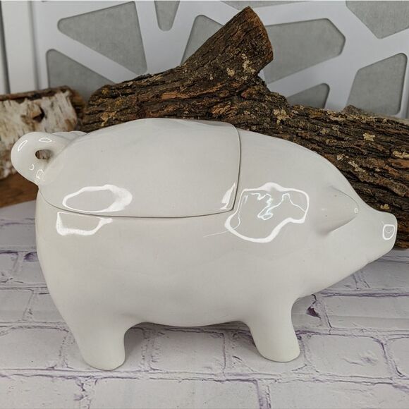 Rae Dunn OINK Ceramic Pig Cookie Jar Canister - Picture 4 of 8